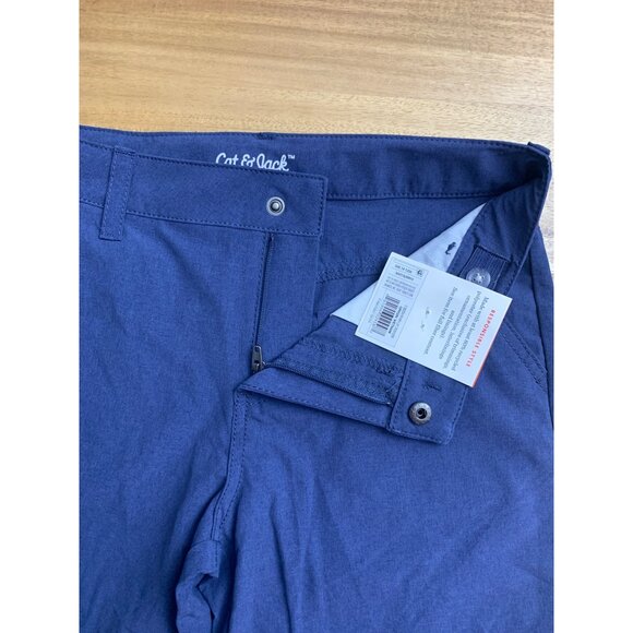 Cat & Jack Boys Flat-Front Stretch Shorts Adjustable Waist Navy Blue - Picture 4 of 8